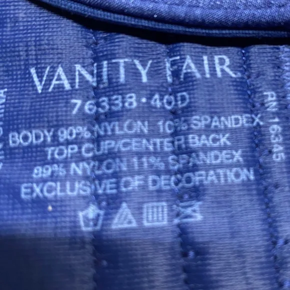 * Vanity fair 40D t shirt bra underwire padded bra royal blue - Picture 3 of 7